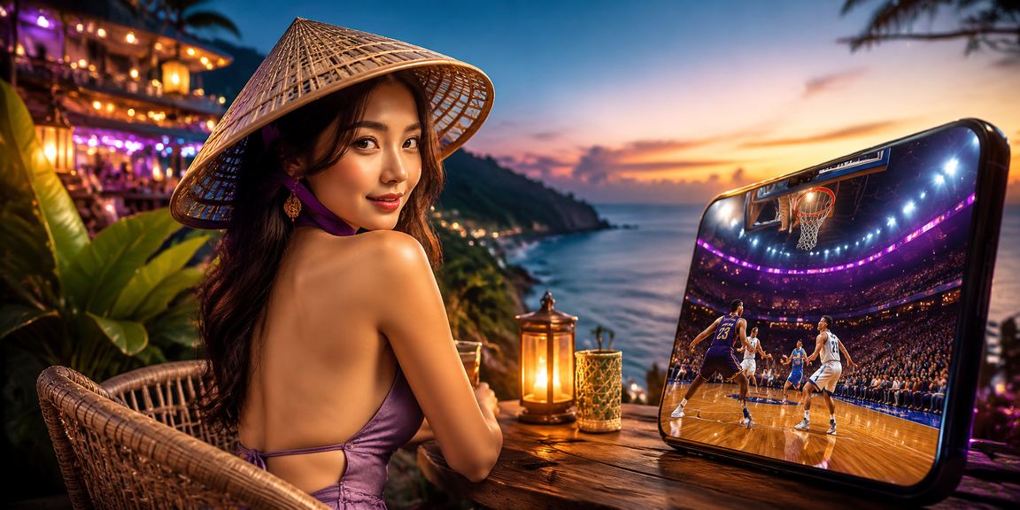 Bối cảnh Sa Pa với bóng rổ và thao tác giải trí trên điện thoại